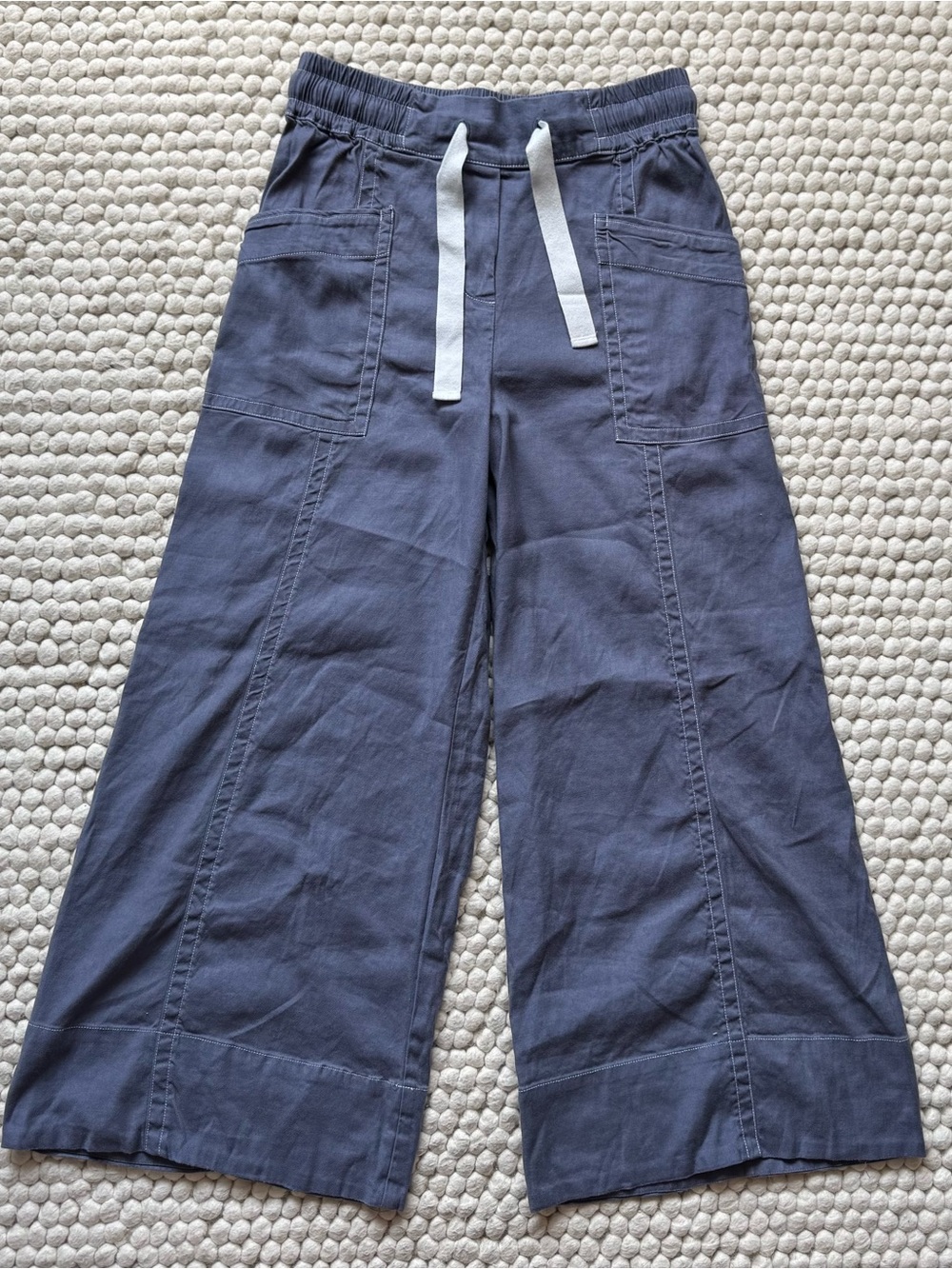 Anthropologie Maeve Slate Blue Wide-Leg Drawstring Pants